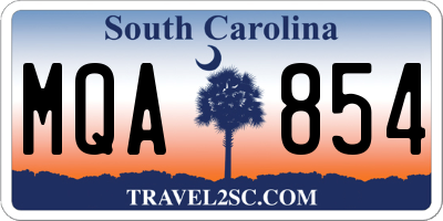 SC license plate MQA854