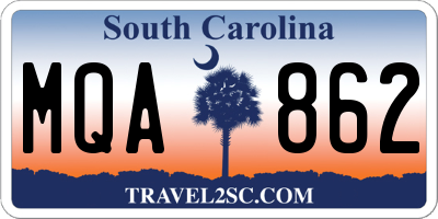 SC license plate MQA862