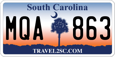 SC license plate MQA863