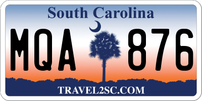 SC license plate MQA876