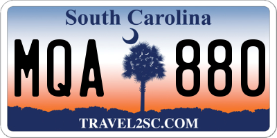 SC license plate MQA880