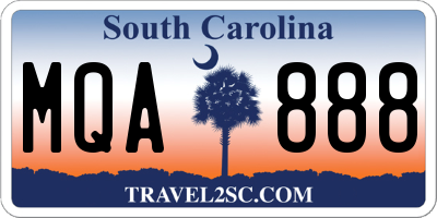 SC license plate MQA888