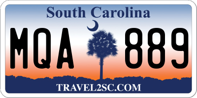 SC license plate MQA889