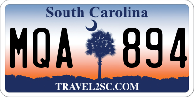 SC license plate MQA894