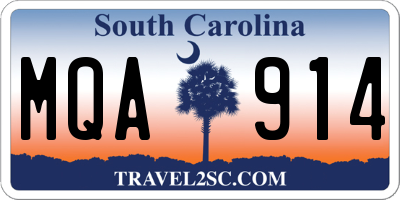 SC license plate MQA914