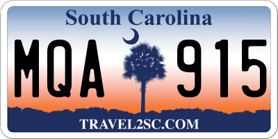 SC license plate MQA915
