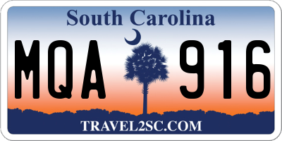 SC license plate MQA916