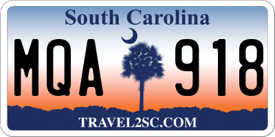 SC license plate MQA918