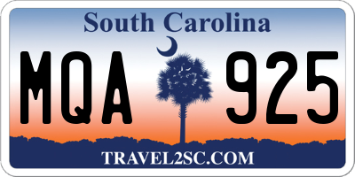SC license plate MQA925
