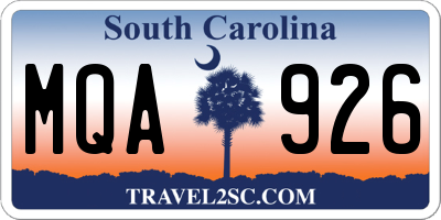 SC license plate MQA926