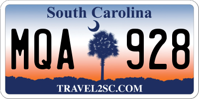 SC license plate MQA928