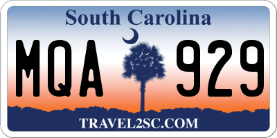 SC license plate MQA929