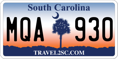 SC license plate MQA930