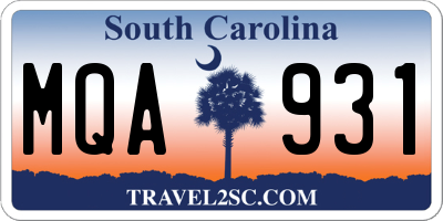 SC license plate MQA931
