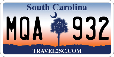 SC license plate MQA932