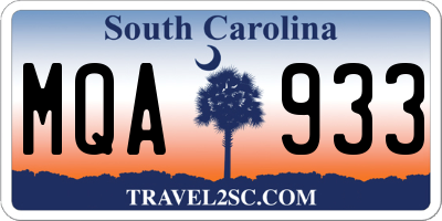 SC license plate MQA933