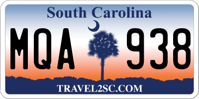 SC license plate MQA938
