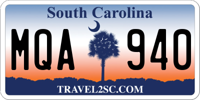 SC license plate MQA940