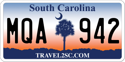 SC license plate MQA942