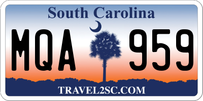 SC license plate MQA959