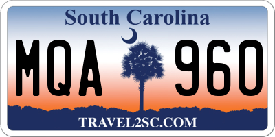 SC license plate MQA960