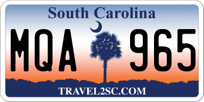 SC license plate MQA965