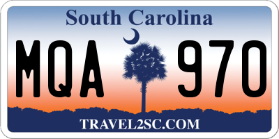 SC license plate MQA970