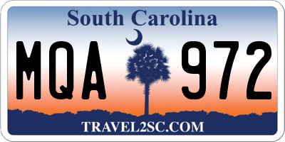 SC license plate MQA972