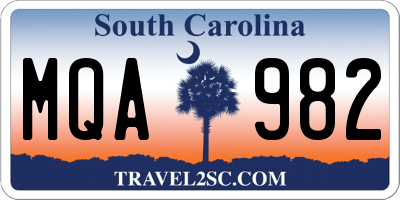 SC license plate MQA982