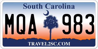SC license plate MQA983