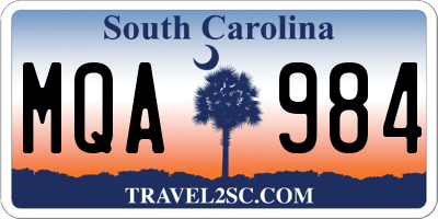 SC license plate MQA984