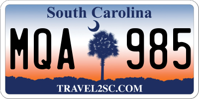 SC license plate MQA985