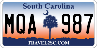 SC license plate MQA987