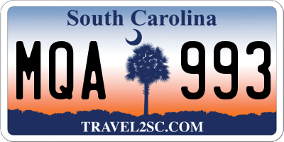 SC license plate MQA993