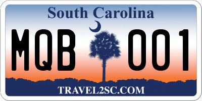 SC license plate MQB001