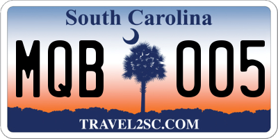 SC license plate MQB005