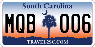 SC license plate MQB006