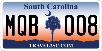 SC license plate MQB008