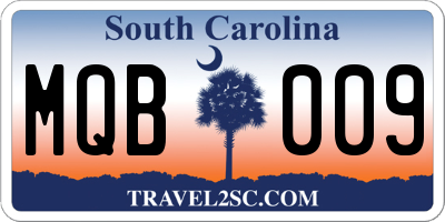 SC license plate MQB009