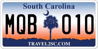 SC license plate MQB010