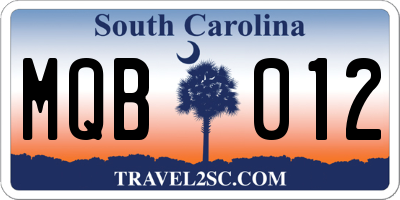 SC license plate MQB012
