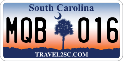 SC license plate MQB016