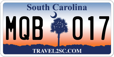 SC license plate MQB017