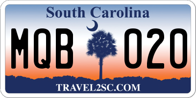 SC license plate MQB020