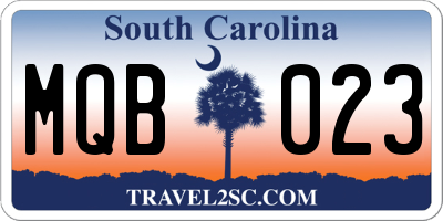 SC license plate MQB023