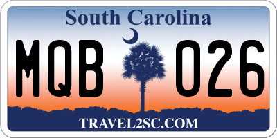 SC license plate MQB026
