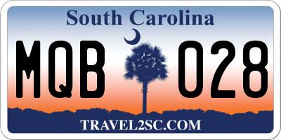 SC license plate MQB028