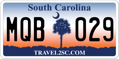 SC license plate MQB029