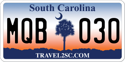 SC license plate MQB030