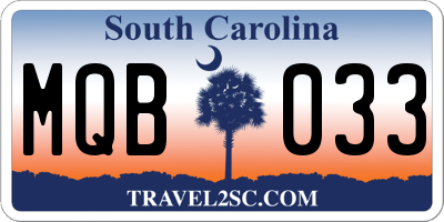 SC license plate MQB033